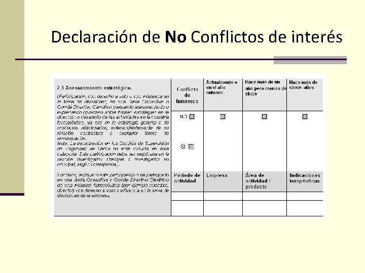 Declaración de No Conflictos de interés 