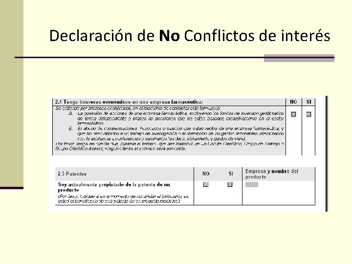 Declaración de No Conflictos de interés 