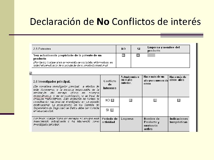 Declaración de No Conflictos de interés 