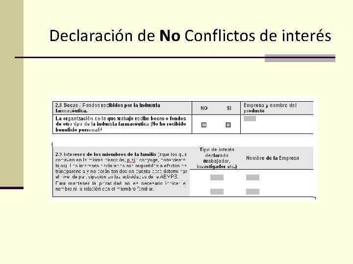 Declaración de No Conflictos de interés 