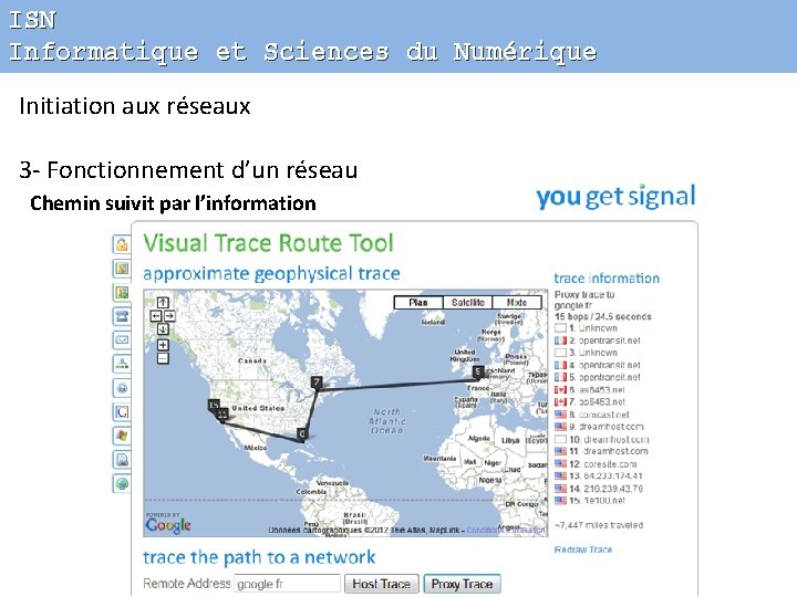 ISN Informatique et Sciences du Numérique Initiation aux réseaux 3 - Fonctionnement d’un réseau