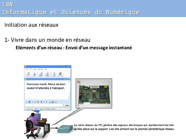 ISN Informatique et Sciences du Numérique Initiation aux réseaux 1 - Vivre dans un