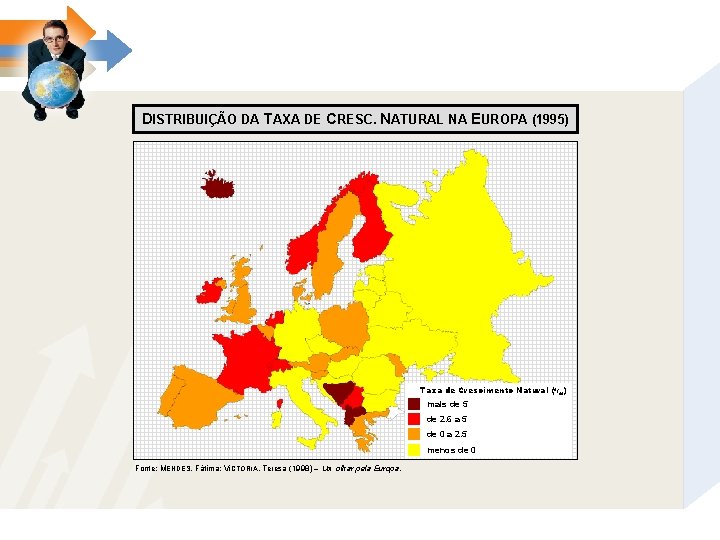 DISTRIBUIÇÃO DA TAXA DE CRESC. NATURAL NA EUROPA (1995) Taxa de Crescimento Natural (o/oo)