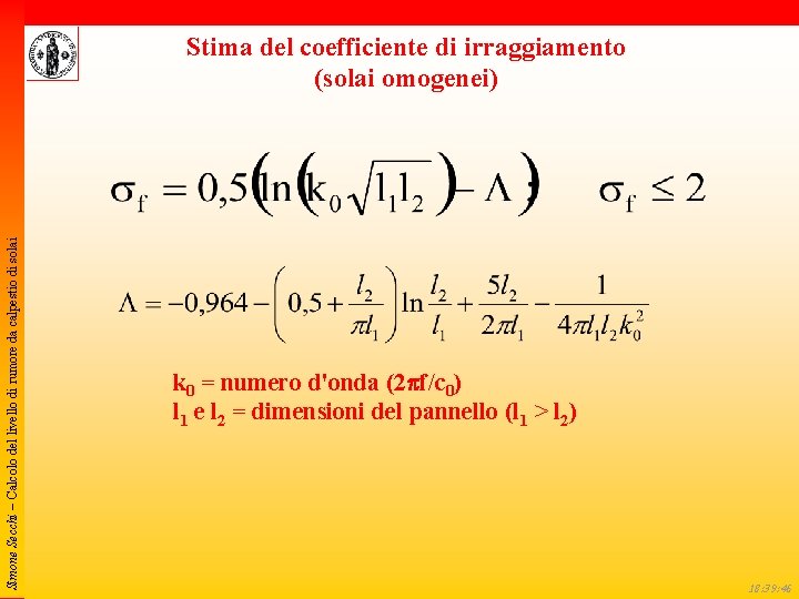 Simone Secchi – Calcolo del livello di rumore da calpestio di solai Stima del