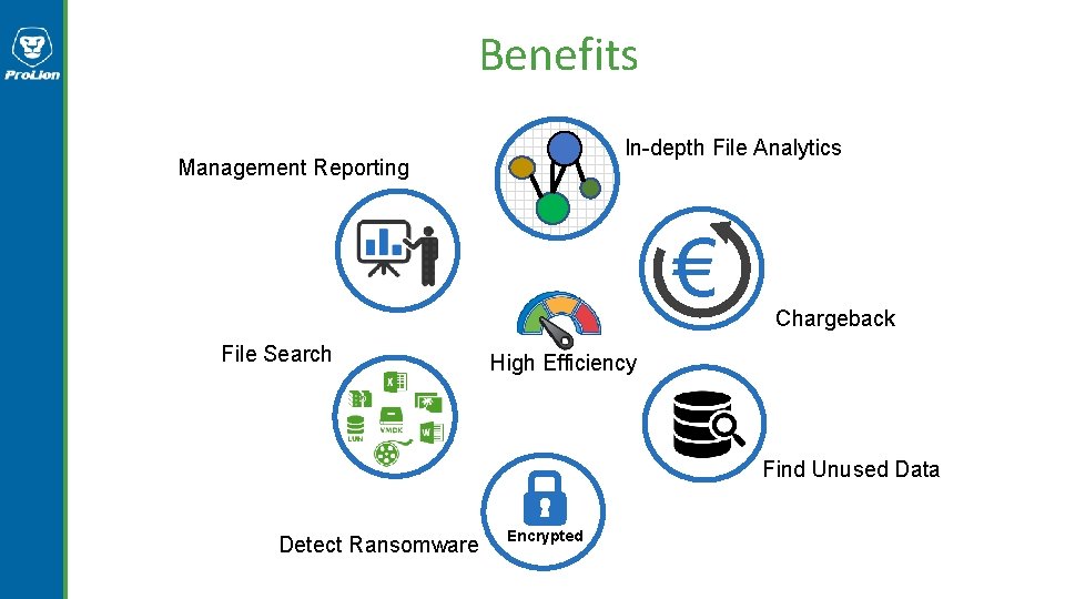 Benefits In-depth File Analytics Management Reporting Gauge High File Search € Chargeback High Efficiency Benefits In-depth File Analytics Management Reporting Gauge High File Search € Chargeback High Efficiency