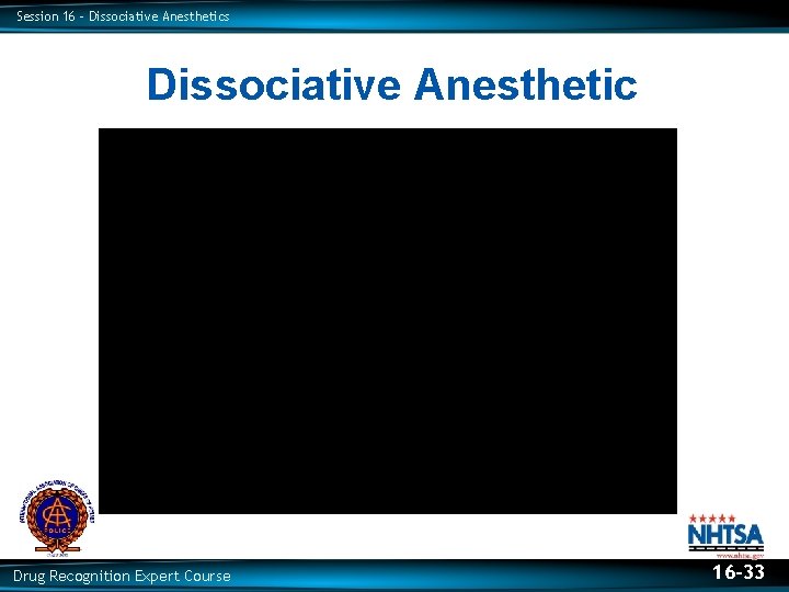 Session 16 – Dissociative Anesthetics Dissociative Anesthetic Drug Recognition Expert Course 16 -33 