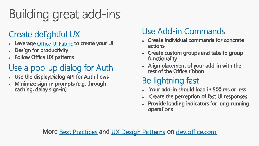 Office UI Fabric Best Practices UX Design Patterns dev. office. com 