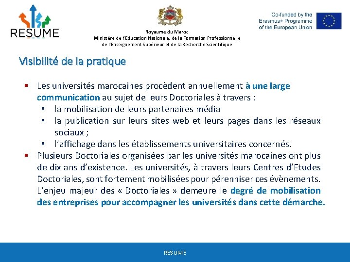 Royaume du Maroc Ministère de l’Education Nationale, de la Formation Professionnelle de l’Enseignement Supérieur