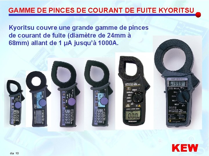 GAMME DE PINCES DE COURANT DE FUITE KYORITSU Kyoritsu couvre une grande gamme de