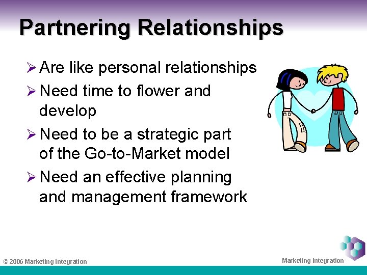 Partnering Relationships Ø Are like personal relationships Ø Need time to flower and develop