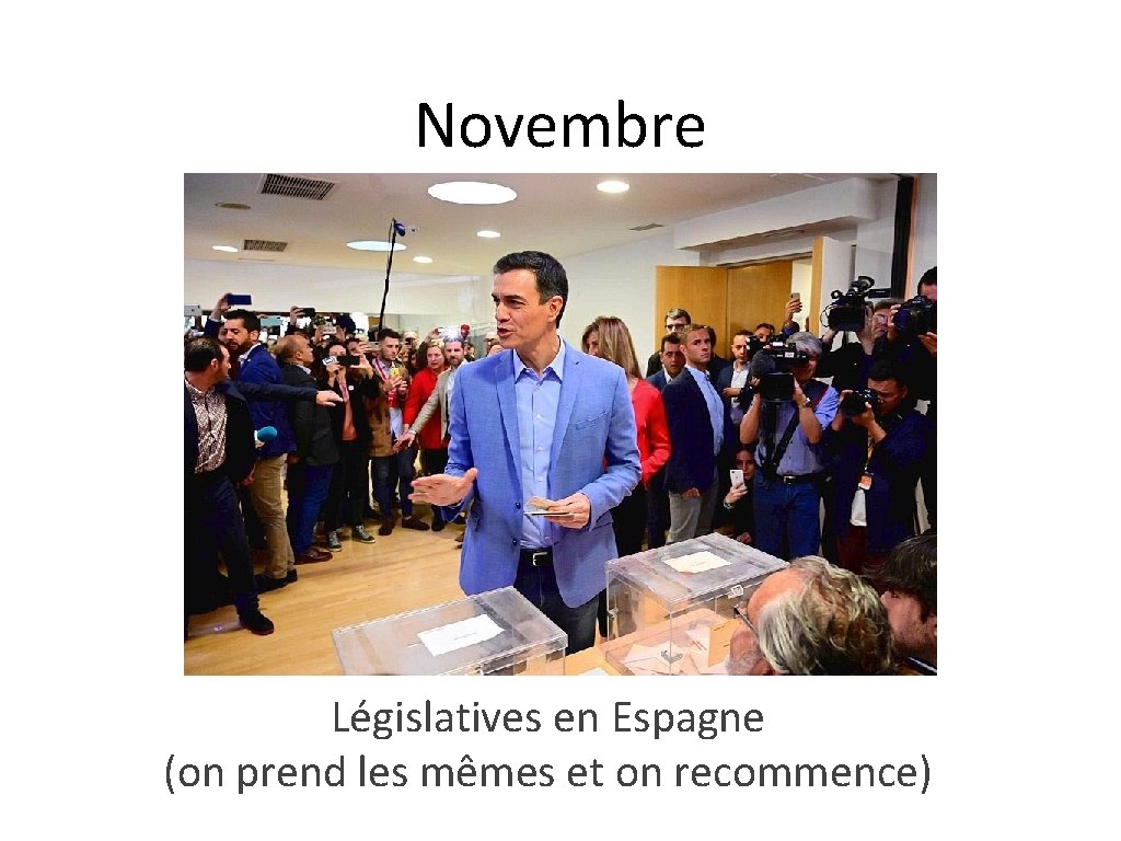 Novembre Législatives en Espagne (on prend les mêmes et on recommence) 