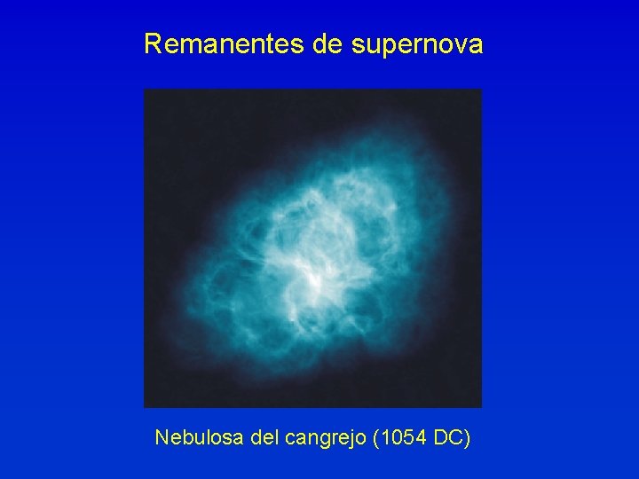Remanentes de supernova Nebulosa del cangrejo (1054 DC) 