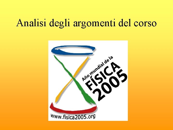 Analisi degli argomenti del corso 