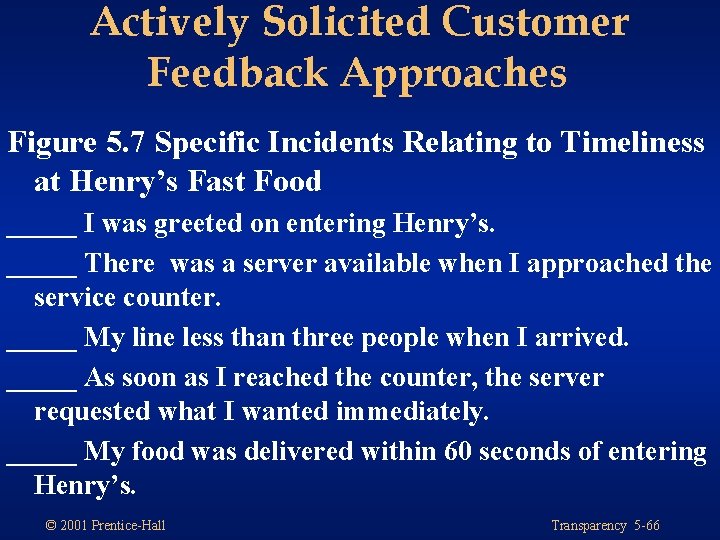 Actively Solicited Customer Feedback Approaches Figure 5. 7 Specific Incidents Relating to Timeliness at