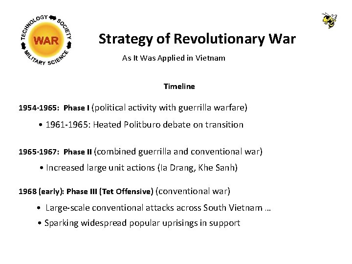 Strategy of Revolutionary War As It Was Applied in Vietnam Timeline 1954 -1965: Phase