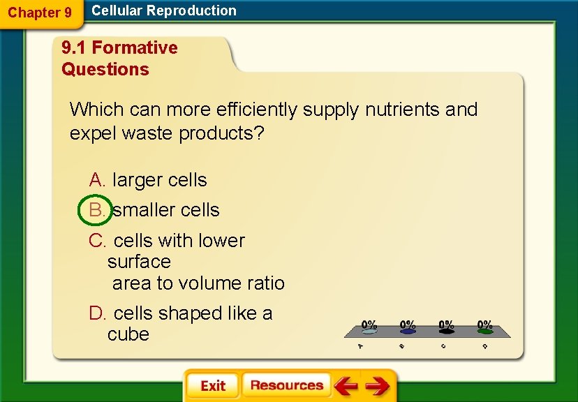 Chapter 9 Cellular Reproduction 9. 1 Formative Questions Which can more efficiently supply nutrients