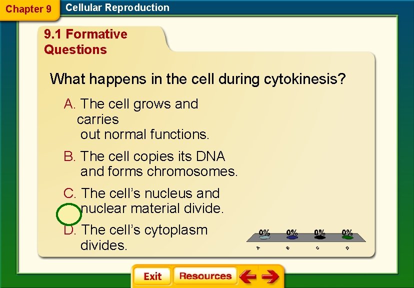 Chapter 9 Cellular Reproduction 9. 1 Formative Questions What happens in the cell during