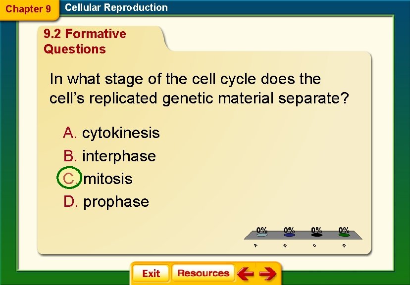 Chapter 9 Cellular Reproduction 9. 2 Formative Questions In what stage of the cell