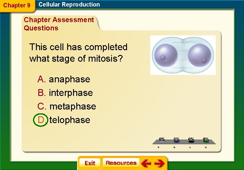 Chapter 9 Cellular Reproduction Chapter Assessment Questions This cell has completed what stage of