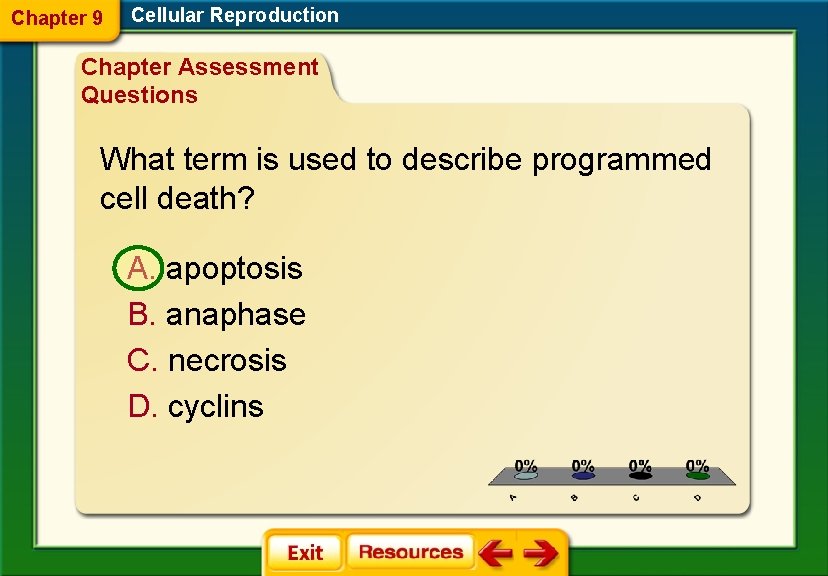 Chapter 9 Cellular Reproduction Chapter Assessment Questions What term is used to describe programmed