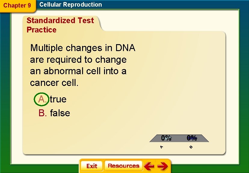 Chapter 9 Cellular Reproduction Standardized Test Practice Multiple changes in DNA are required to