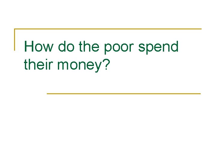 How do the poor spend their money? 