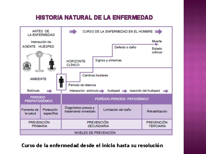 HISTORIA NATURAL DE LA ENFERMEDAD Curso de la enfermedad desde el inicio hasta su