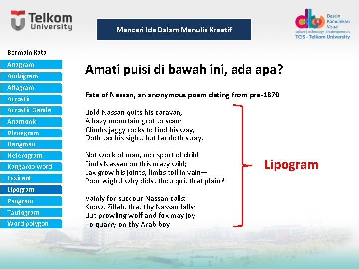 Mencari Ide Dalam Menulis Kreatif Bermain Kata Anagram Ambigram Alfagram Acrostic Ganda Anamonic Blanagram Mencari Ide Dalam Menulis Kreatif Bermain Kata Anagram Ambigram Alfagram Acrostic Ganda Anamonic Blanagram