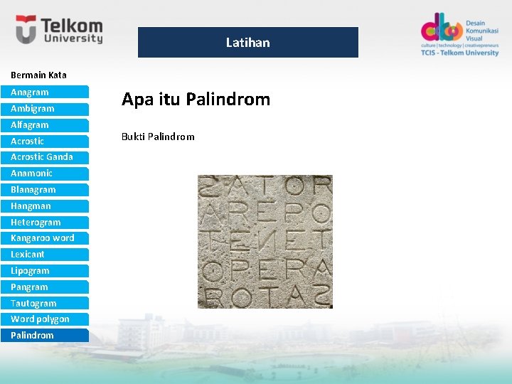 Latihan Bermain Kata Anagram Ambigram Alfagram Acrostic Ganda Anamonic Blanagram Hangman Heterogram Kangaroo word Latihan Bermain Kata Anagram Ambigram Alfagram Acrostic Ganda Anamonic Blanagram Hangman Heterogram Kangaroo word