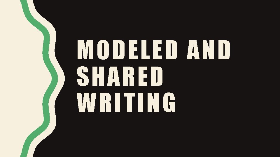 MODELED AND SHARED WRITING 
