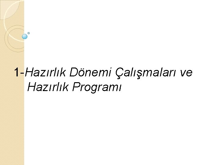 1 -Hazırlık Dönemi Çalışmaları ve Hazırlık Programı 