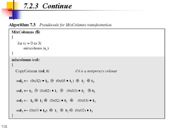 7. 2. 3 Continue 7. 31 7. 2. 3 Continue 7. 31