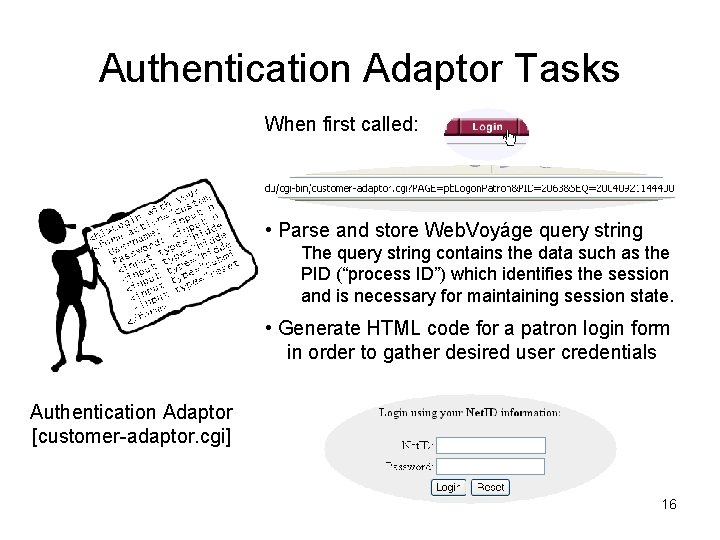 Authentication Adaptor Tasks When first called: • Parse and store Web. Voyáge query string Authentication Adaptor Tasks When first called: • Parse and store Web. Voyáge query string
