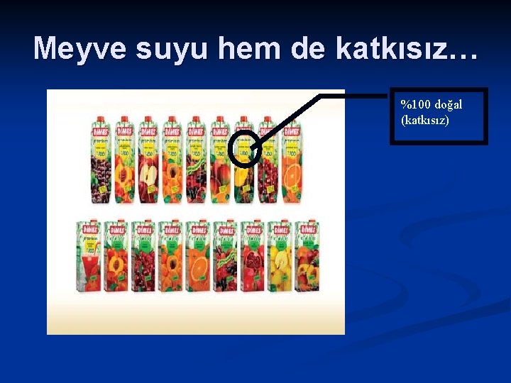 Meyve suyu hem de katkısız… %100 doğal (katkısız) 