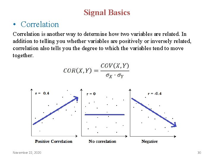 Signal Basics • Correlation is another way to determine how two variables are related.