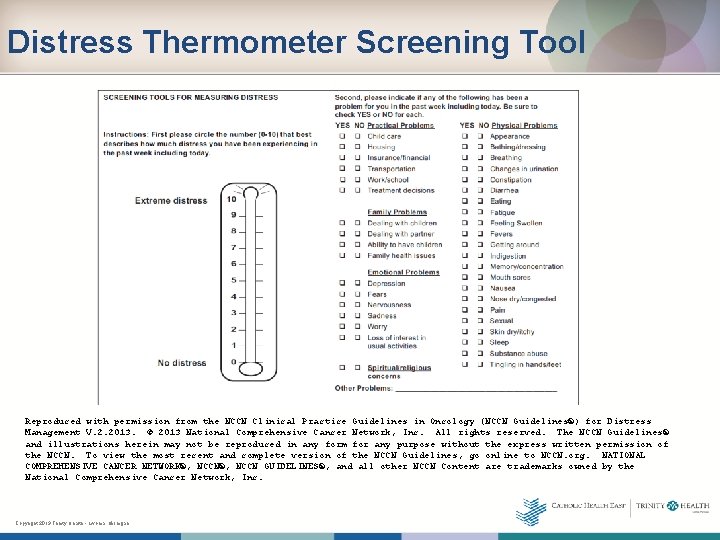 Distress Thermometer Screening Tool Reproduced with permission from the NCCN Clinical Practice Guidelines in