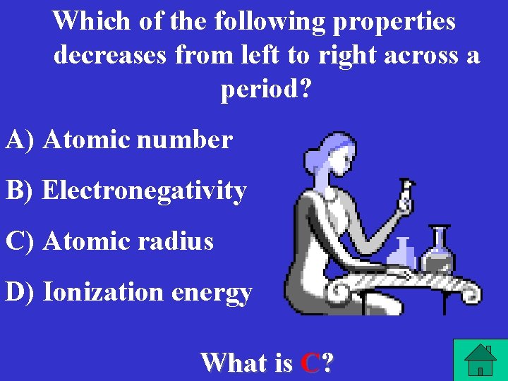 Which of the following properties decreases from left to right across a period? A)