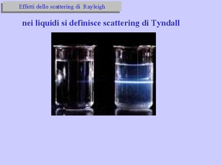 Effetti dello scattering di Rayleigh nei liquidi si definisce scattering di Tyndall 