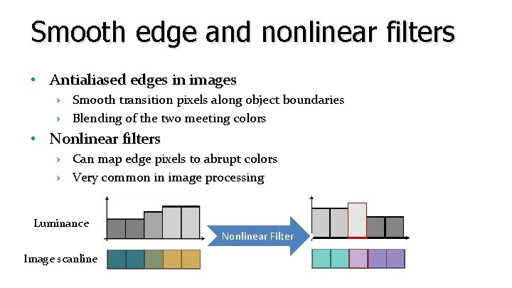 Smooth edge and nonlinear filters • Antialiased edges in images › Smooth transition pixels Smooth edge and nonlinear filters • Antialiased edges in images › Smooth transition pixels