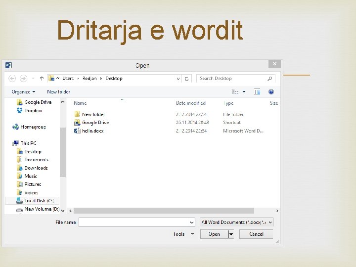 Dritarja e wordit 