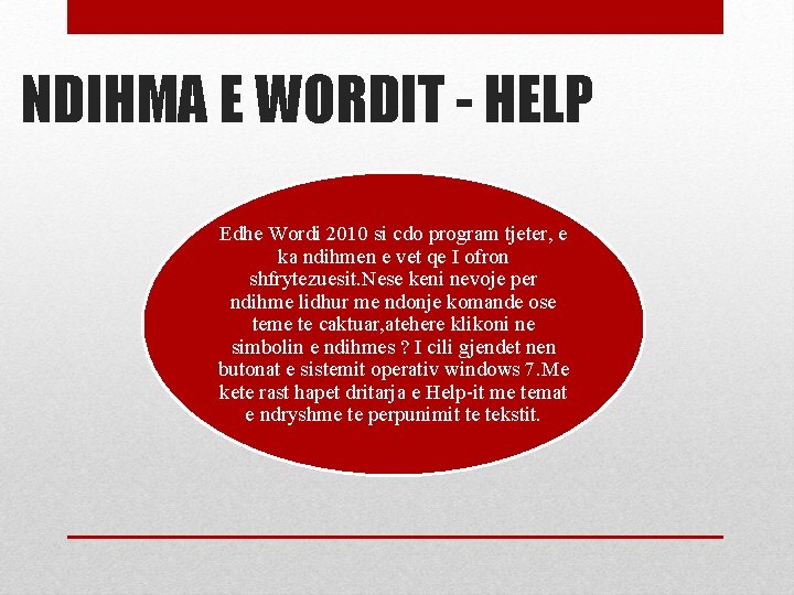 NDIHMA E WORDIT - HELP Edhe Wordi 2010 si cdo program tjeter, e ka