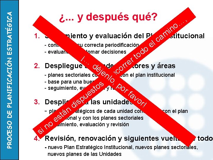 PROCESO DE PLANIFICACIÓN ESTRATÉGICA ¿. . . y después qué? , … o in