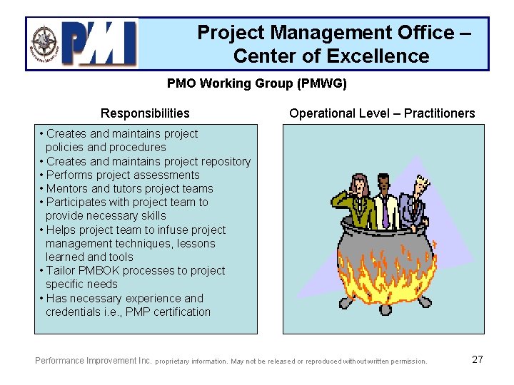 Project Management Office – Center of Excellence PMO Working Group (PMWG) Responsibilities Operational Level