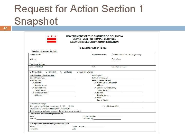 42 Request for Action Section 1 Snapshot 
