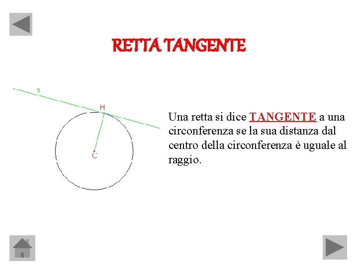 RETTA TANGENTE Una retta si dice TANGENTE a una circonferenza se la sua distanza