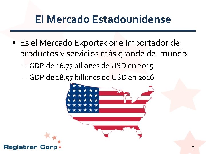 El Mercado Estadounidense • Es el Mercado Exportador e Importador de productos y servicios El Mercado Estadounidense • Es el Mercado Exportador e Importador de productos y servicios