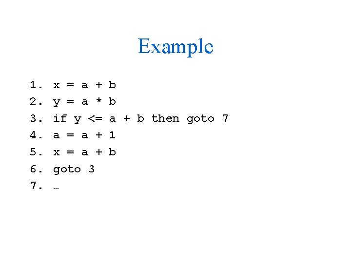 Example 1. 2. 3. 4. 5. 6. 7. x = a + y =