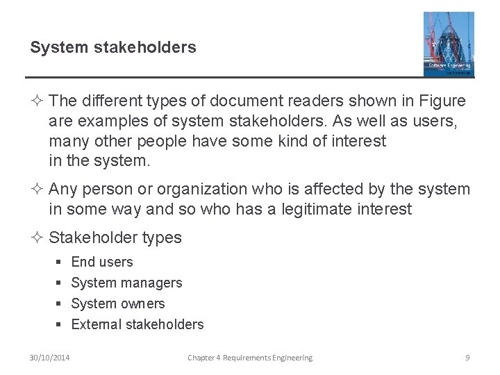 System stakeholders ² The different types of document readers shown in Figure are examples