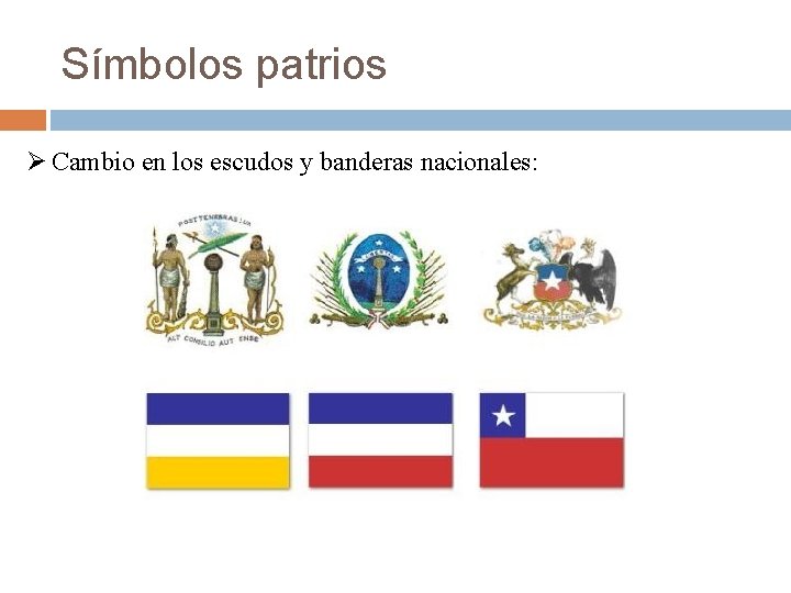 Símbolos patrios Ø Cambio en los escudos y banderas nacionales: Símbolos patrios Ø Cambio en los escudos y banderas nacionales: