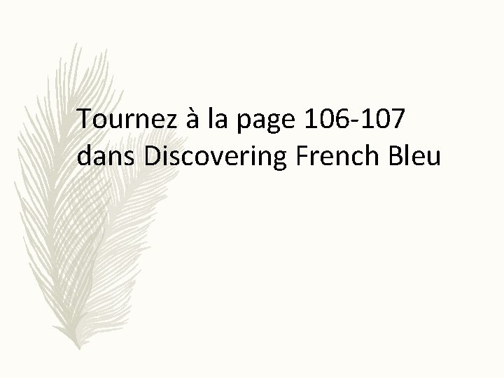 Tournez à la page 106 -107 dans Discovering French Bleu 